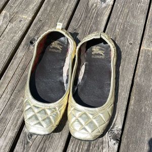 Burberry Quilted Gold Ballet Flats